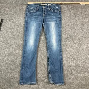 BKE Denim Culture Jeans Womens Size 34 XL Blue Distressed Straight Stretch